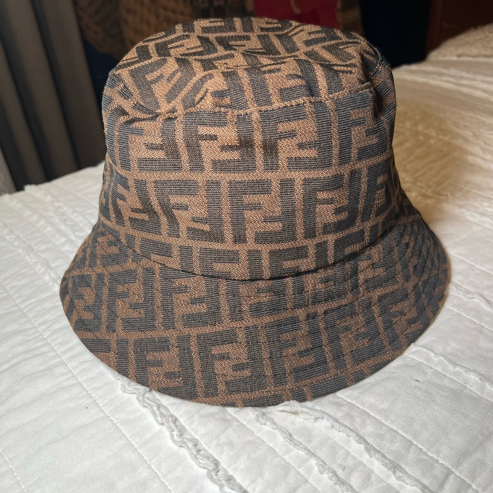 Fendi Monogram Tan and Black Bucket Hat